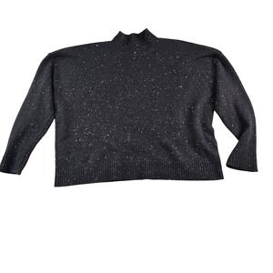 DKNY Jeans Speckled Mock Neck Sweater Women's XL Black White Knit‎ Long Sleeve